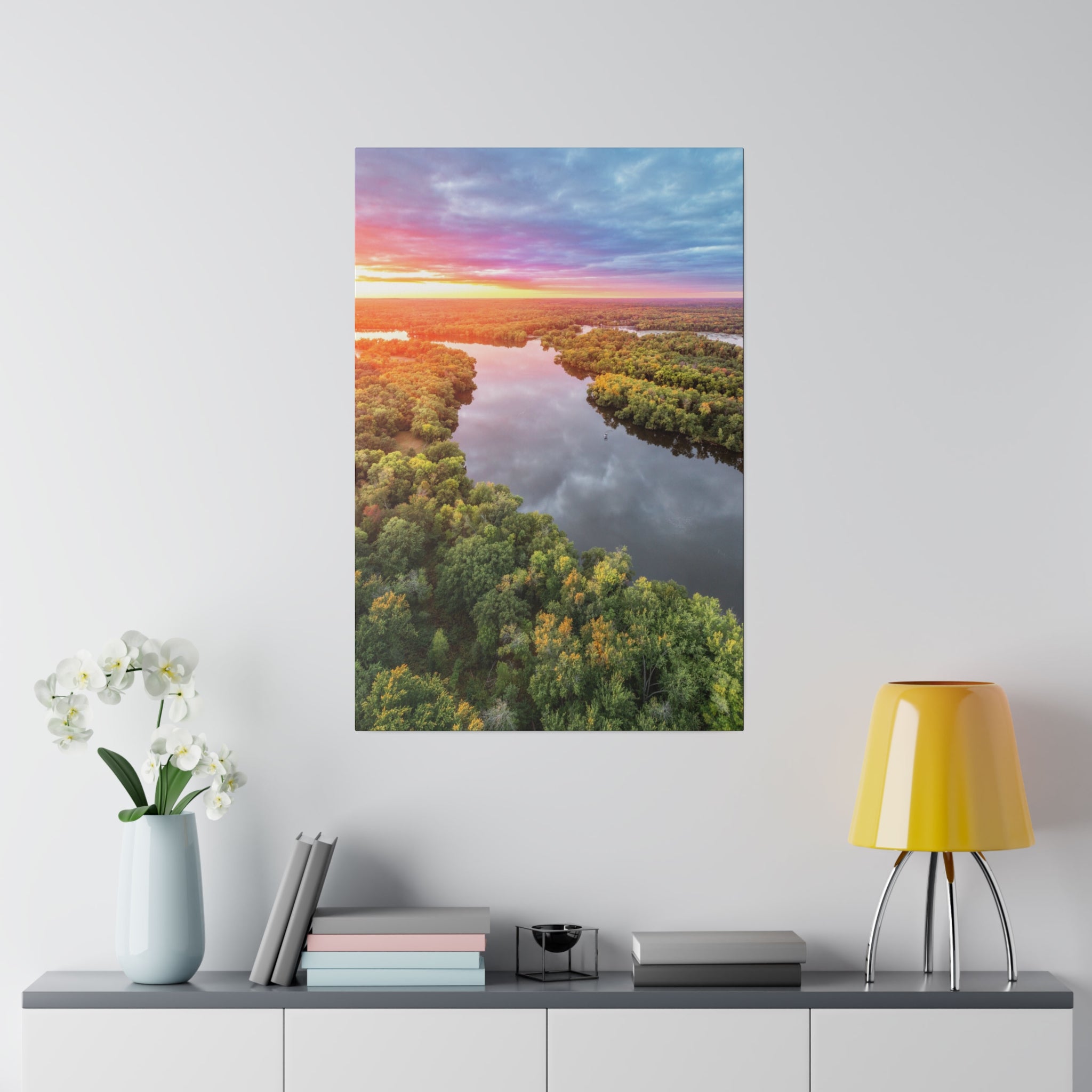 Wisconsin River Sunset by Daniel Acker (canvas print, multiple sizes)