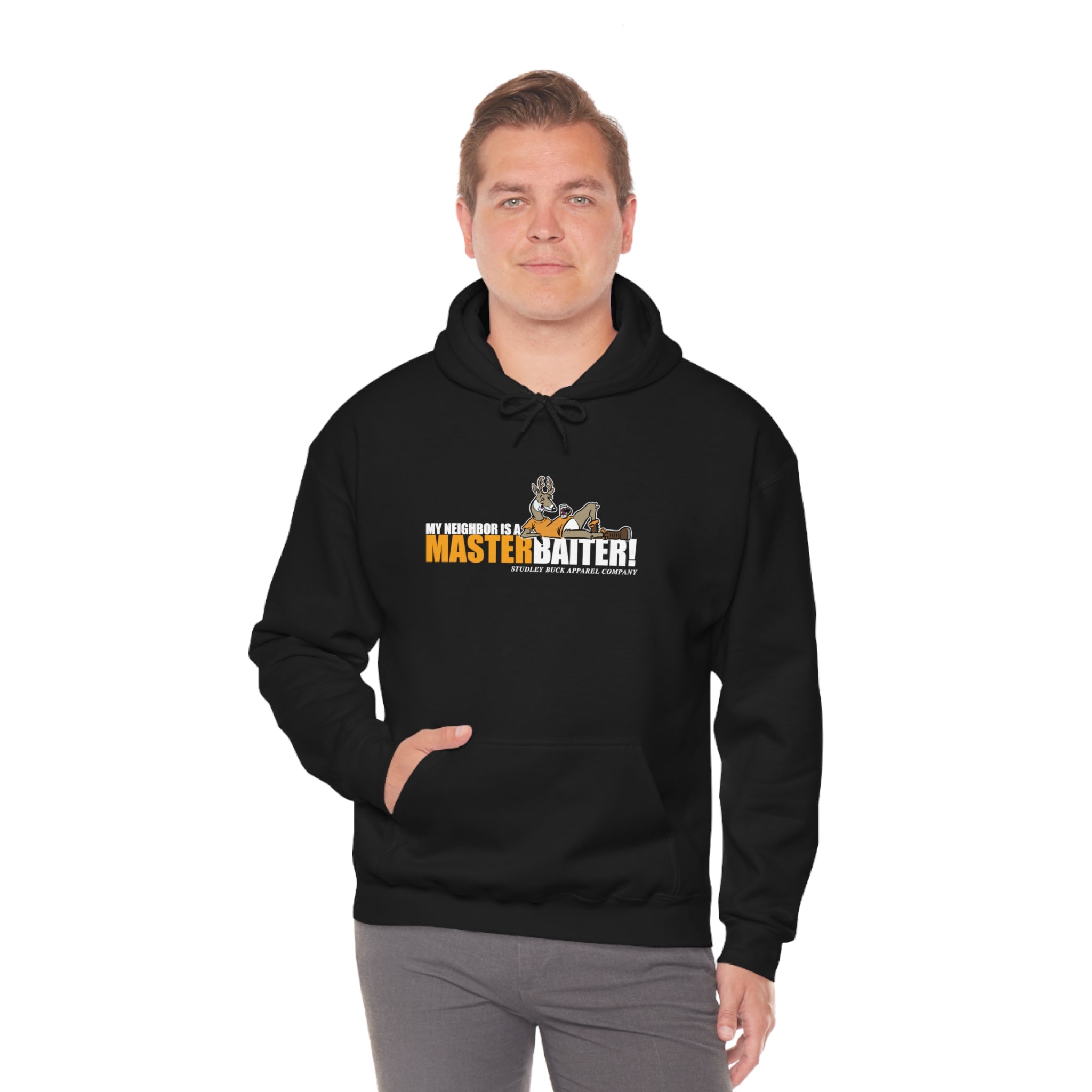 Studley Buck: My Neighbor Is a MasterBaiter! Unisex Heavy Blend™ Hooded Sweatshirt