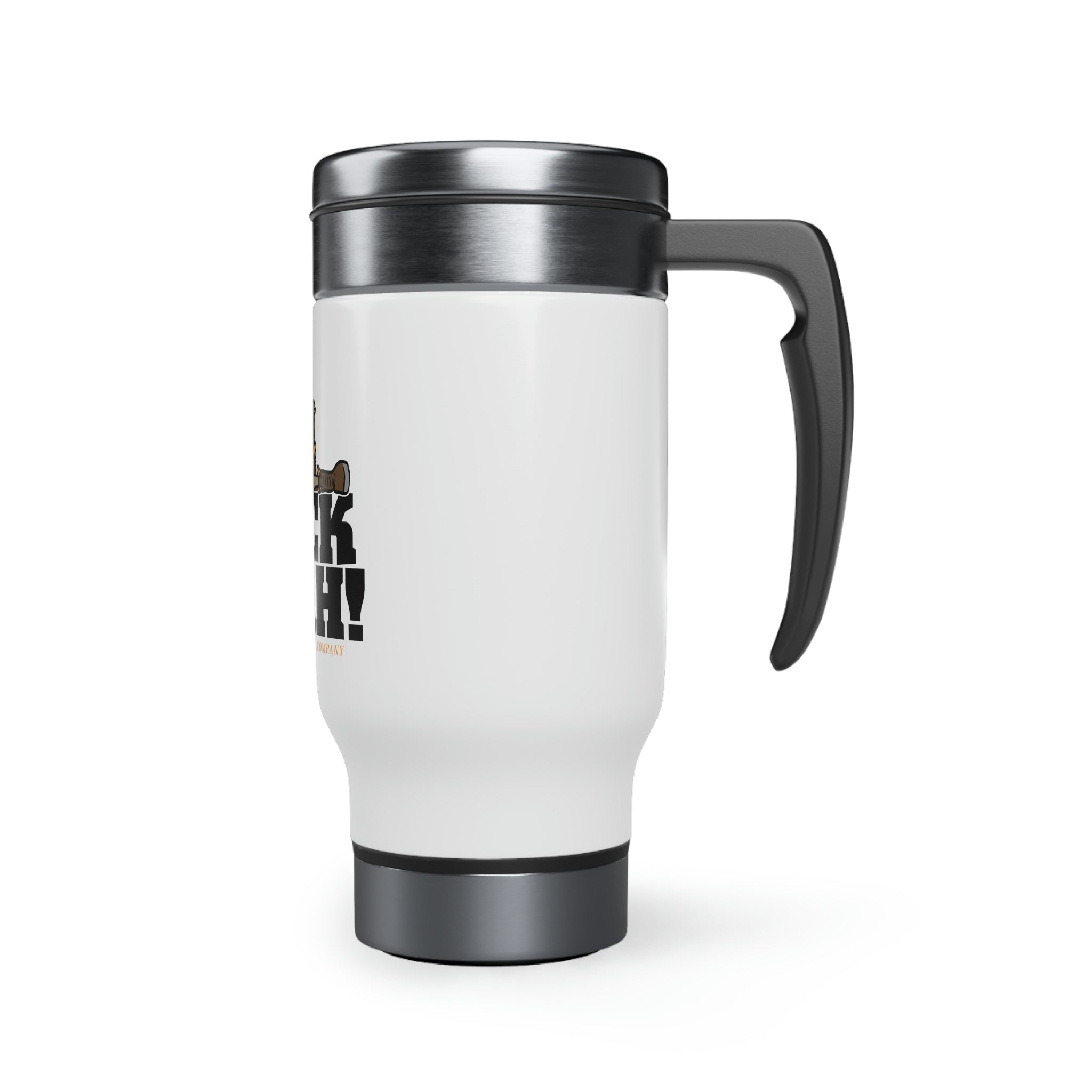 Studley Buck: Buck Yeah! Stainless Steel Travel Mug with Handle, 14oz