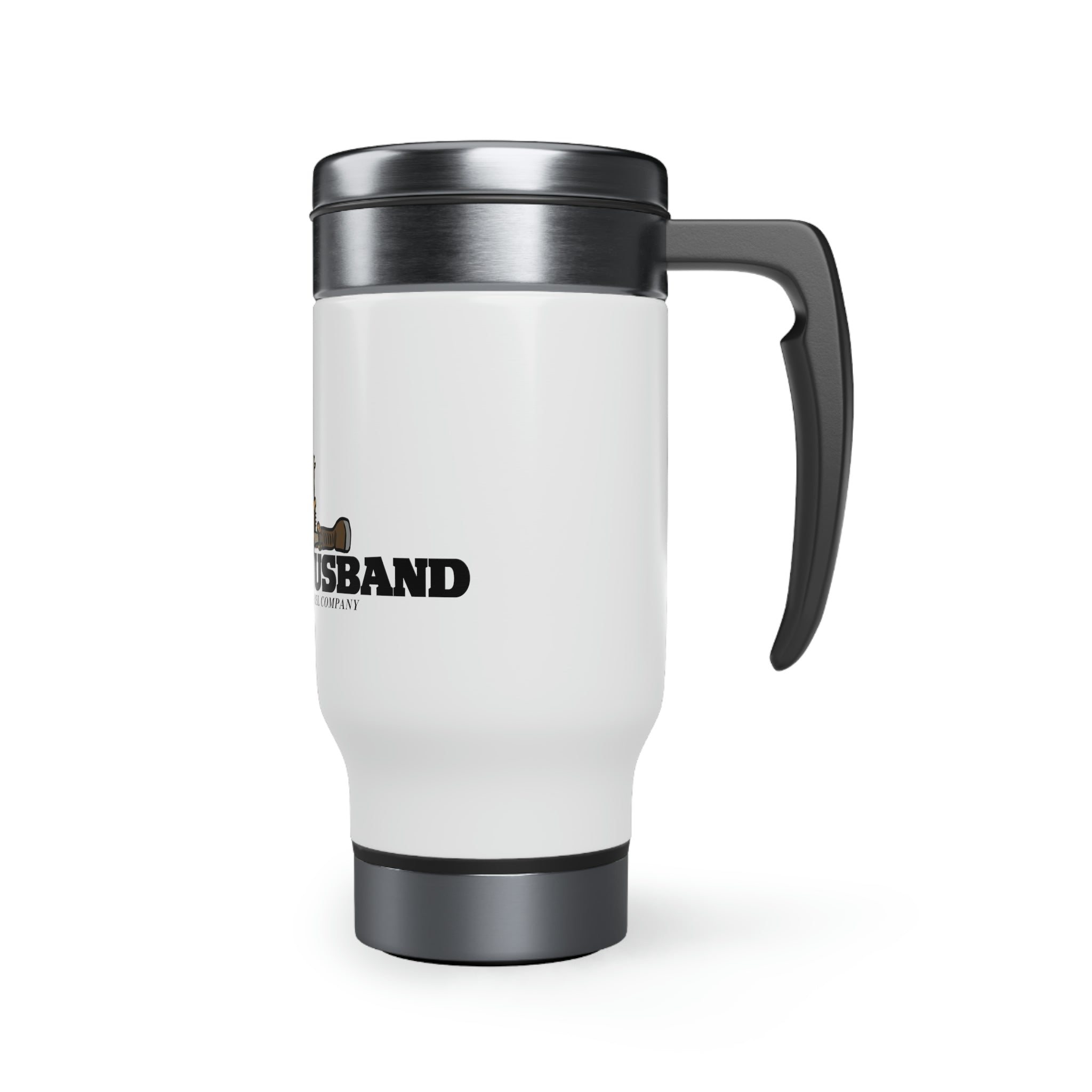 Studley Buck: Trophy Husband Stainless Steel Travel Mug with Handle, 14oz