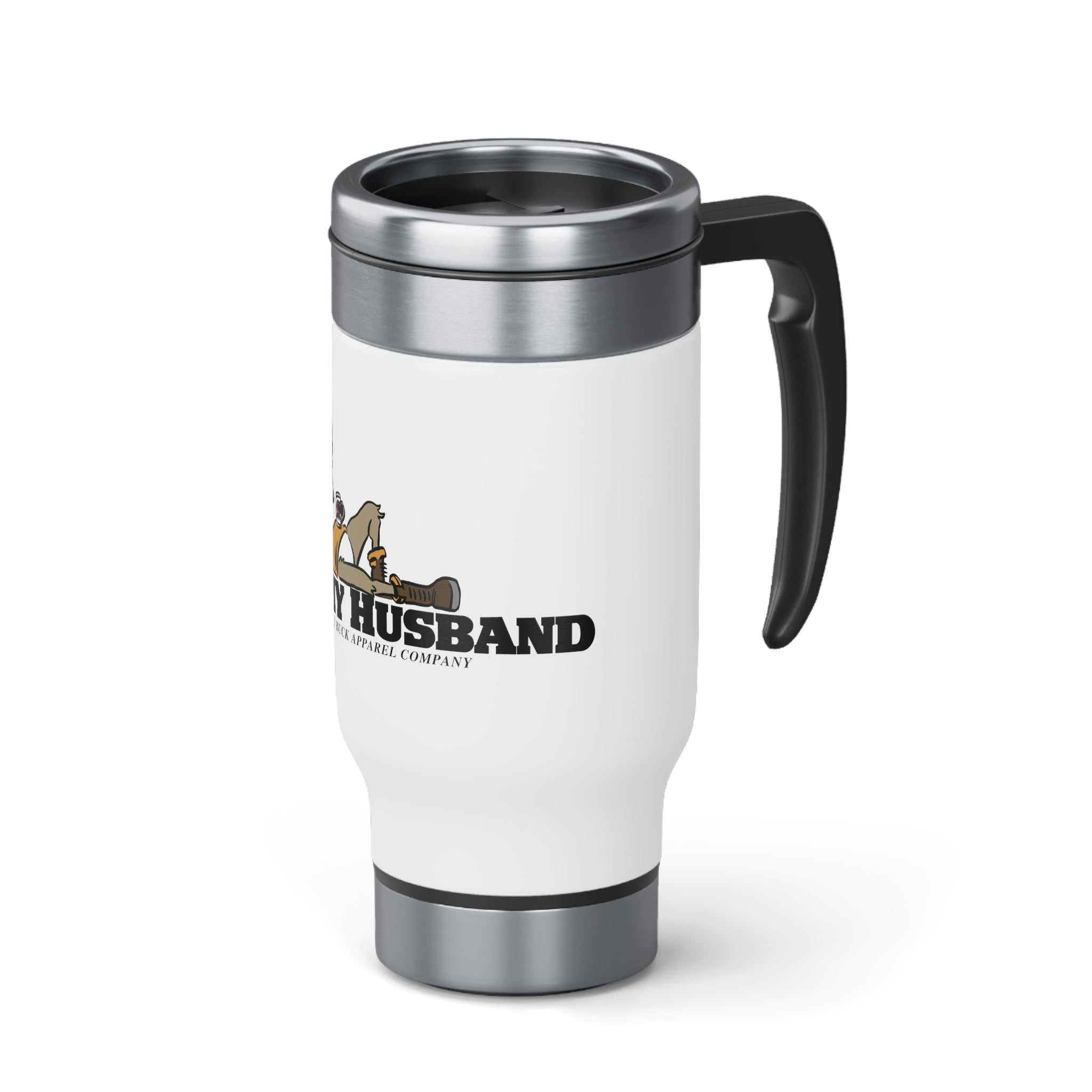 Studley Buck: Trophy Husband Stainless Steel Travel Mug with Handle, 14oz